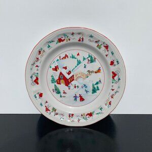 #2906 FARBERWARE WHITE CHRISTMAS SALAD / BB PLATE 2ea ICE SKATER
